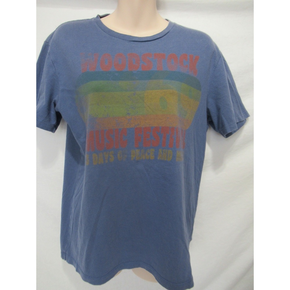 Woodstock Music & Arts Fair Women's Blue Size Small Short Sleeve Music Tee